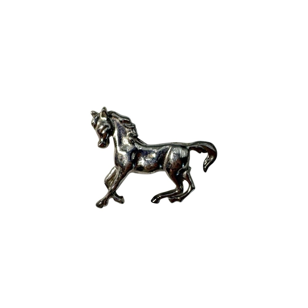 Vintage Silver Tone Sculptural Galloping Prancing Horse Dainty Brooch Pin